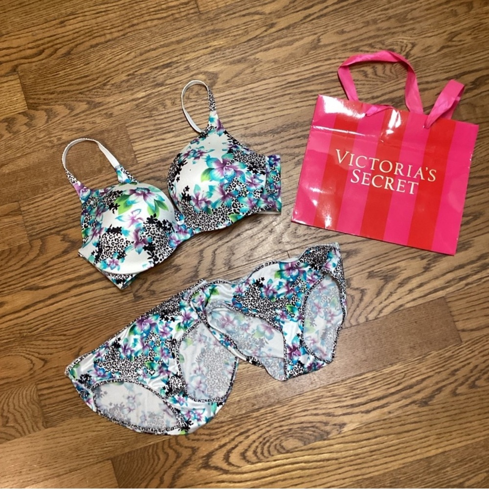 Victoria's Secret leopard and lotus Push UP coord set 36D and Med Super Clean